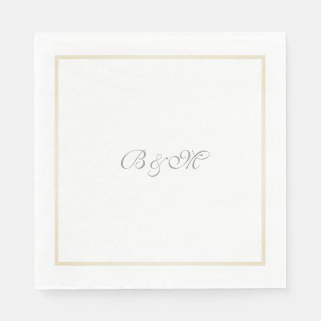 Serviette En Papier monogramme minimaliste / initiales de couple (Devant)