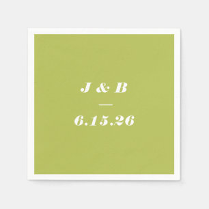 Serviette En Papier Monogramme Minimaliste Lime Chartreuse Mariage Per