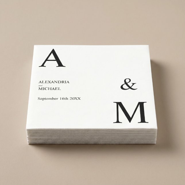 Serviette En Papier Monogramme Minimaliste Moderne (Créateur téléchargé)