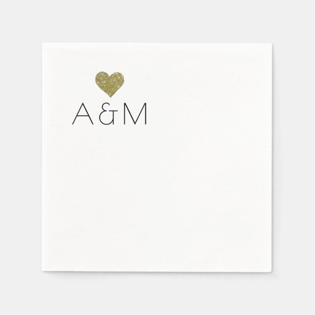Serviette En Papier Monogramme minimaliste romantique brillant (Devant)