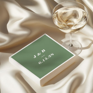 Serviette En Papier Monogramme minimaliste Terme Mariage vert personna