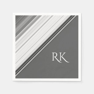 Serviette En Papier Monogramme moderne blanc sur gris