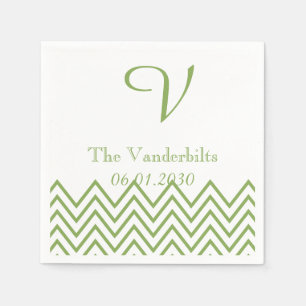 Serviette En Papier Monogramme moderne Chevron vert Mariage Napkin
