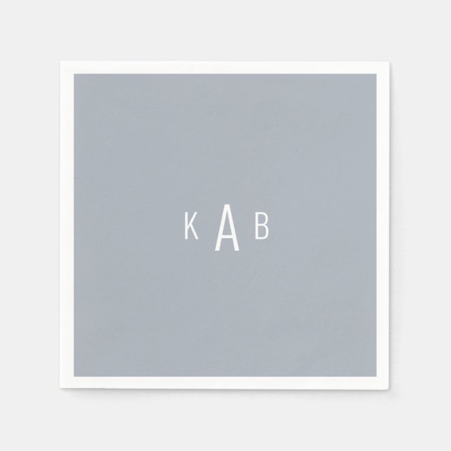Serviette En Papier Monogramme moderne Dusty Blue Cocktail serviettes (Devant)