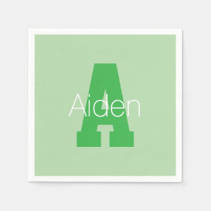 Serviette En Papier Monogramme Moderne Gras Vert Pâle et Kelly