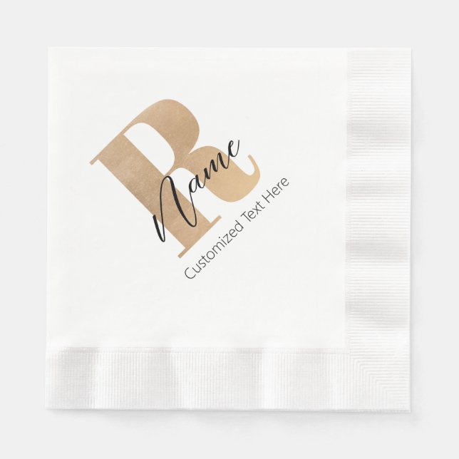 Serviette En Papier Monogramme Moderne Initiale R & Nom Personnalisé (Devant)