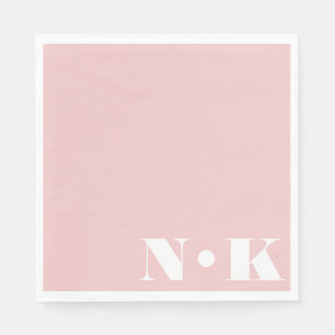 Serviette En Papier Monogramme moderne Initiales rose pâle Mariage per