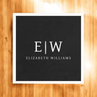 Monogramme moderne minimaliste noir et blanc