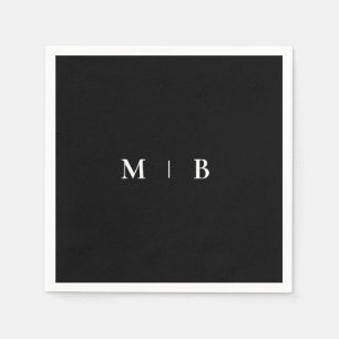 Serviette En Papier Monogramme moderne moderne noir et blanc