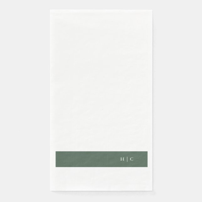 Serviette En Papier Monogramme Moderne Sage Moss Plain Mariage simple (Devant)