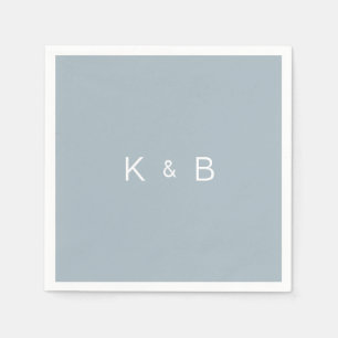 Serviette En Papier Monogramme moderne Simple Dusty Blue Cocktail