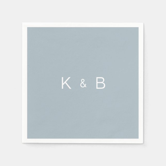 Serviette En Papier Monogramme moderne Simple Dusty Blue Cocktail (Devant)