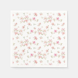 Serviette En Papier Monogramme   Motif d'aquarelle rose doux