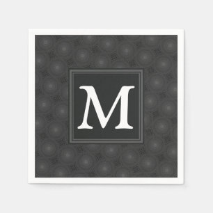 Serviette En Papier Monogramme motif des cercles de charbon