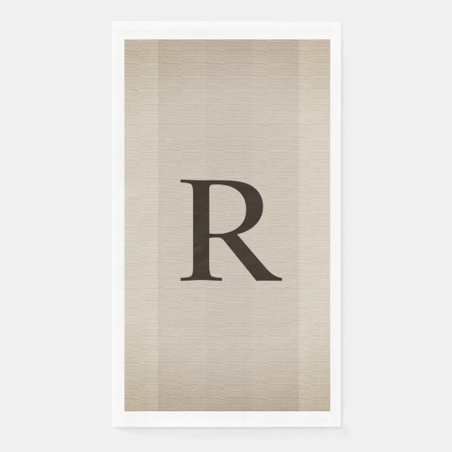 Serviette En Papier Monogramme neutre Brown et texturé Tan (Devant)