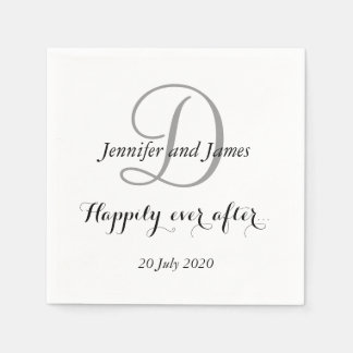 Serviette En Papier Monogramme noir blanc heureux après