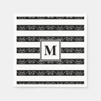 Monogramme Noir Blanc rayé