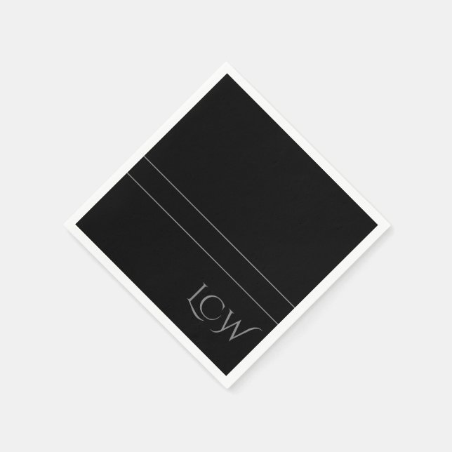 Serviette En Papier Monogramme noir de base (Coin)