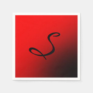 Serviette En Papier Monogramme noir rouge élégant professionnel initia
