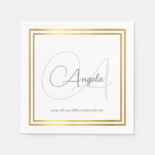 Serviette En Papier Monogramme (nom et initiale) Serviettes standard (Devant)