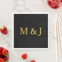 Monogramme Nom personnalisé initial Gold Black Mod