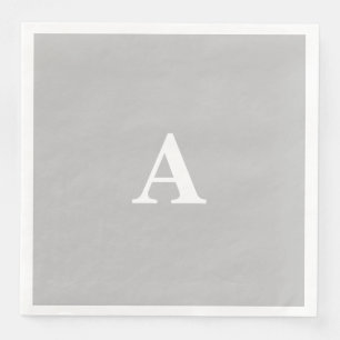 Serviette En Papier Monogramme Nom personnalisé initial Grey Grey Whit