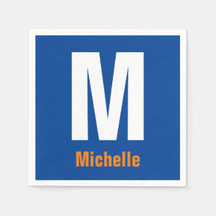 Serviette En Papier Monogramme Nom propre Initiale moderne Plaine mini