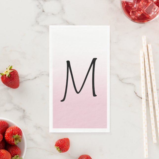 Serviette En Papier Monogramme Ombre blanc moderne (En situation)