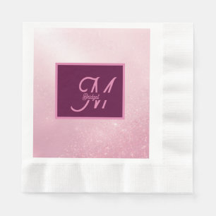 Serviette En Papier Monogramme ombré girlie rose féminin doux et scint