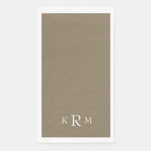 Serviette En Papier Monogramme Or & Blanc (Devant)