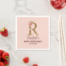 Monogramme Or Lettre R Roses Rose Pâle