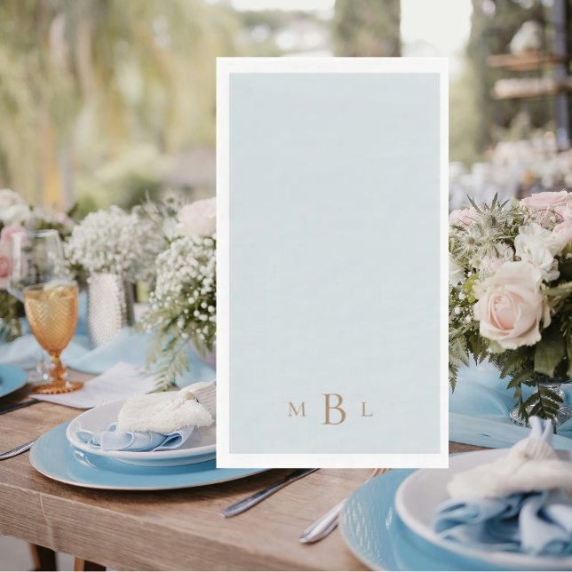 Serviette En Papier Monogramme Or Mariage bleu Icy (Créateur téléchargé)