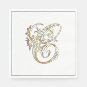 Serviette En Papier Monogramme or Ornat vintage C