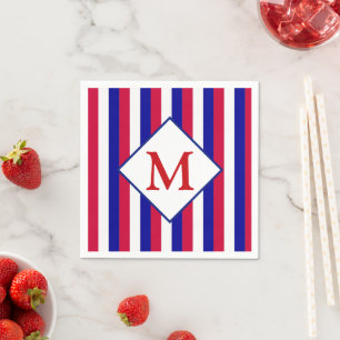 Serviette En Papier Monogramme Patriotique Rouge Blanc et Bleu