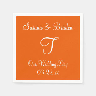Serviette En Papier Monogramme Persimon Simple Couleur Correspondant P