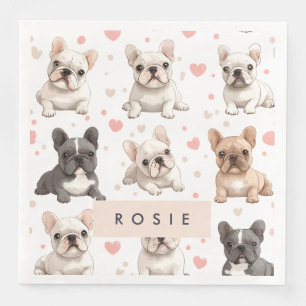 Serviette En Papier Monogramme Personalized Adorable French Bulldog