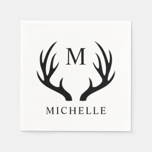 Serviette En Papier Monogramme personnalisable en bois de cerf blanc e