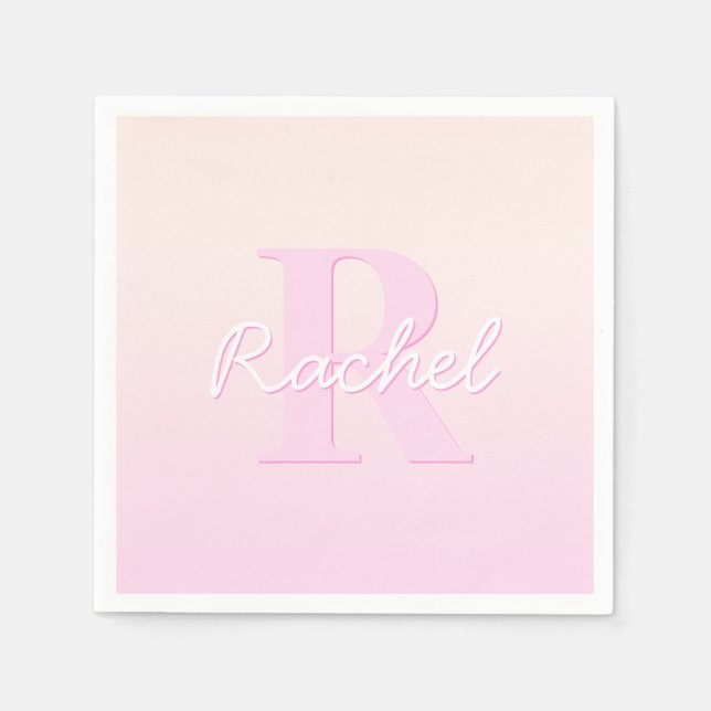 Serviette En Papier Monogramme personnalisable | Ombre de la pêche et  (Devant)