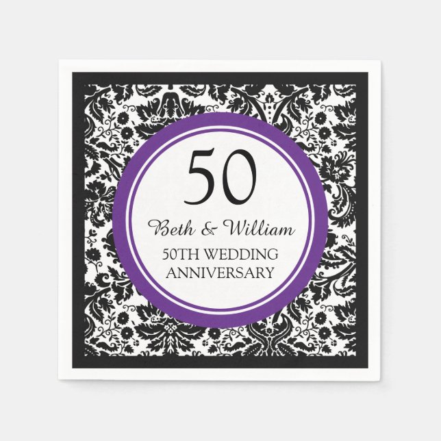 Serviette En Papier Monogramme personnalisé 50e anniversaire Napkin vi (Devant)