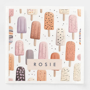 Serviette En Papier Monogramme Personnalisé Cute Popsicle Motif