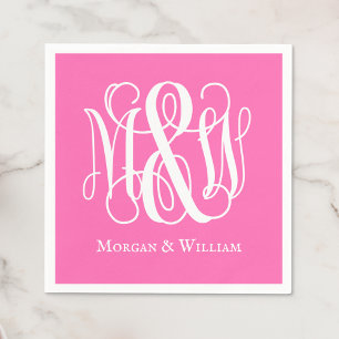 Serviette En Papier Monogramme personnalisé en écriture cursive avec f