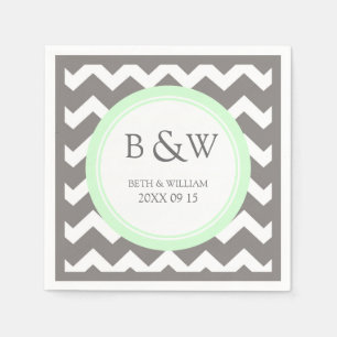 Serviette En Papier Monogramme personnalisé Mariage Napkin Mint Grey C
