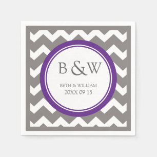 Serviette En Papier Monogramme personnalisé Mariage Napkin Plum Grey C