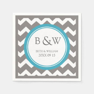 Serviette En Papier Monogramme personnalisé Mariage Napkin Turquoise G