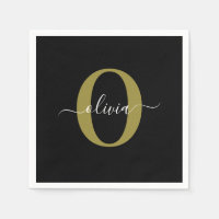 Monogramme personnalisé Nom du script Black White