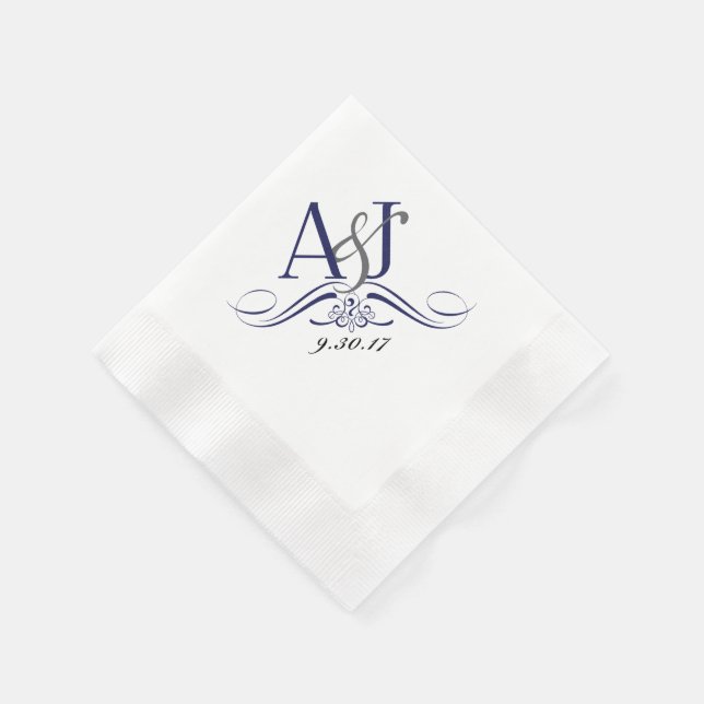 Serviette En Papier Monogramme Personnalisé Rein Napkin (Coin)