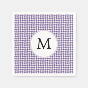 Serviette En Papier Monogramme personnalisé violet Motif Houndstooth