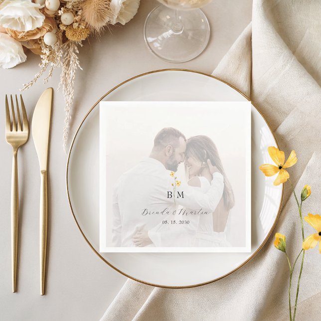Serviette En Papier Monogramme Photo de Mariage (Créateur téléchargé)