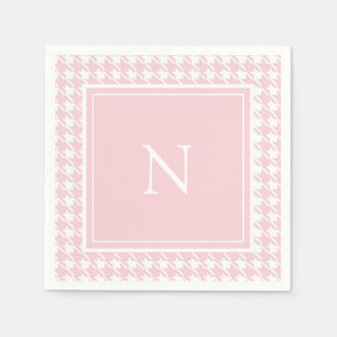 Serviette En Papier Monogramme Pink Houndstooth Check