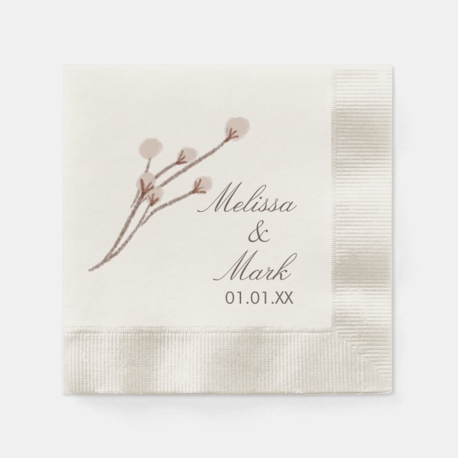 Serviette En Papier Monogramme Plante en coton simple à main (Devant)